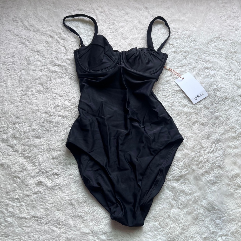 Quince Italian Underwire One-Piece Swimsuit Black XS ATG001 Recycled Polyamide